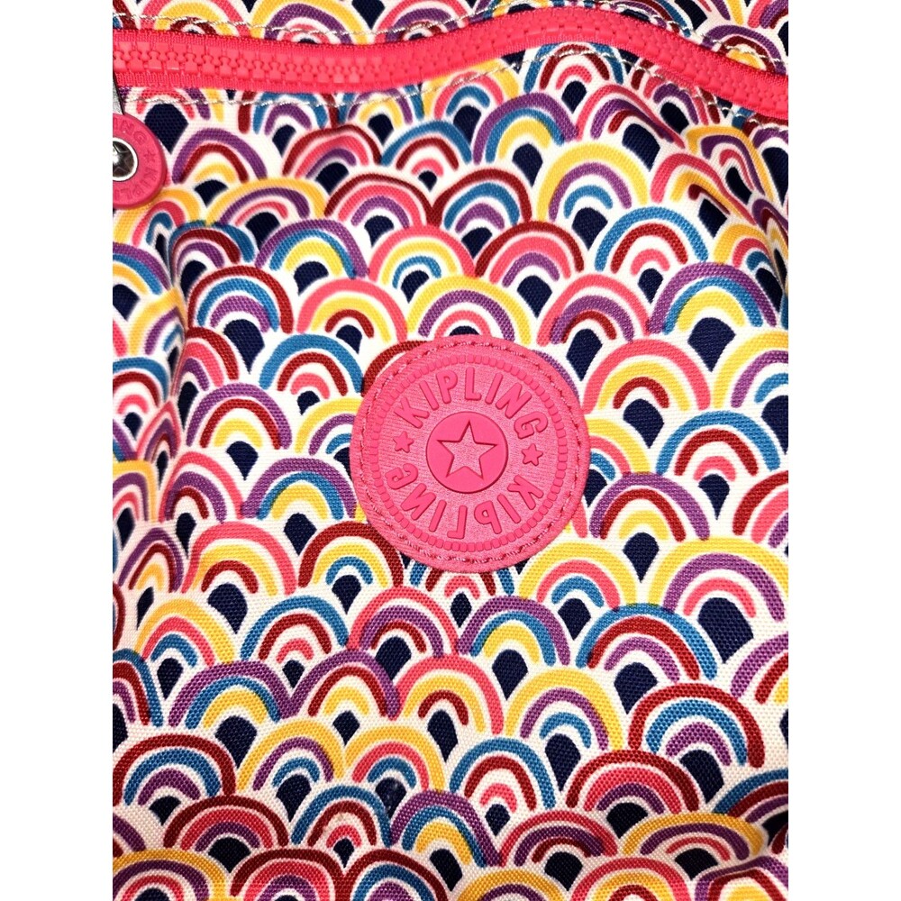 Kipling Rainbow Print Backpack Pink Multicolor Sc… - image 3